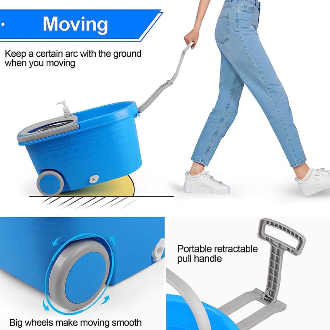 Amazon｜BSYU マイクロファイバースピンモップ バケット フロア